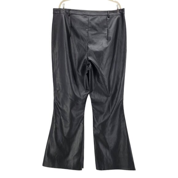 NWT Nasty Gal Faux Leather High Waisted Black Flared Pants Womens 18 - Picture 3 of 8